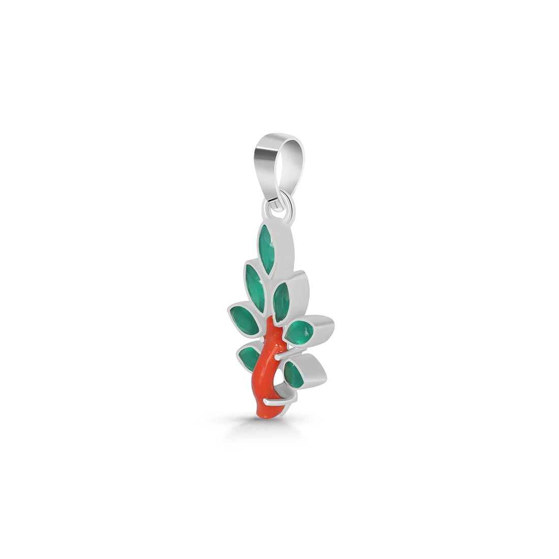 Red Coral / Green Onyx Pendant-(COR-P-79)